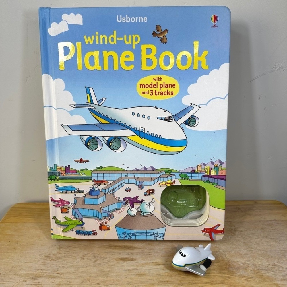 Usborne Wind-up Plane Book‎ with Model Plane and 3 Tracks Interactive Hardcover